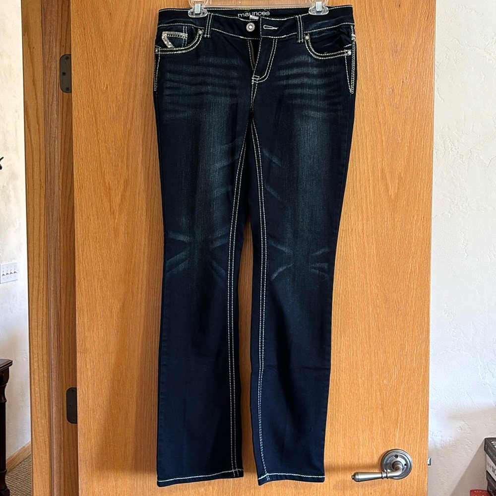 Maurice’s Dark Blue Hipster Low Rise Flare Leg Jean, Size 5/6
